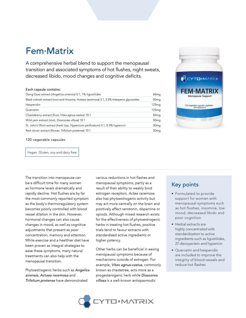 Fem-Matrix | Cytomatrix® | 120 Vegetable Capsules - Coal Harbour Pharmacy