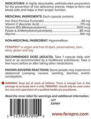 FERAPRO™ (30mg, 75mg, and 150mg) | Bob's Iron Formula | 100 Veggie Capsules - Coal Harbour Pharmacy
