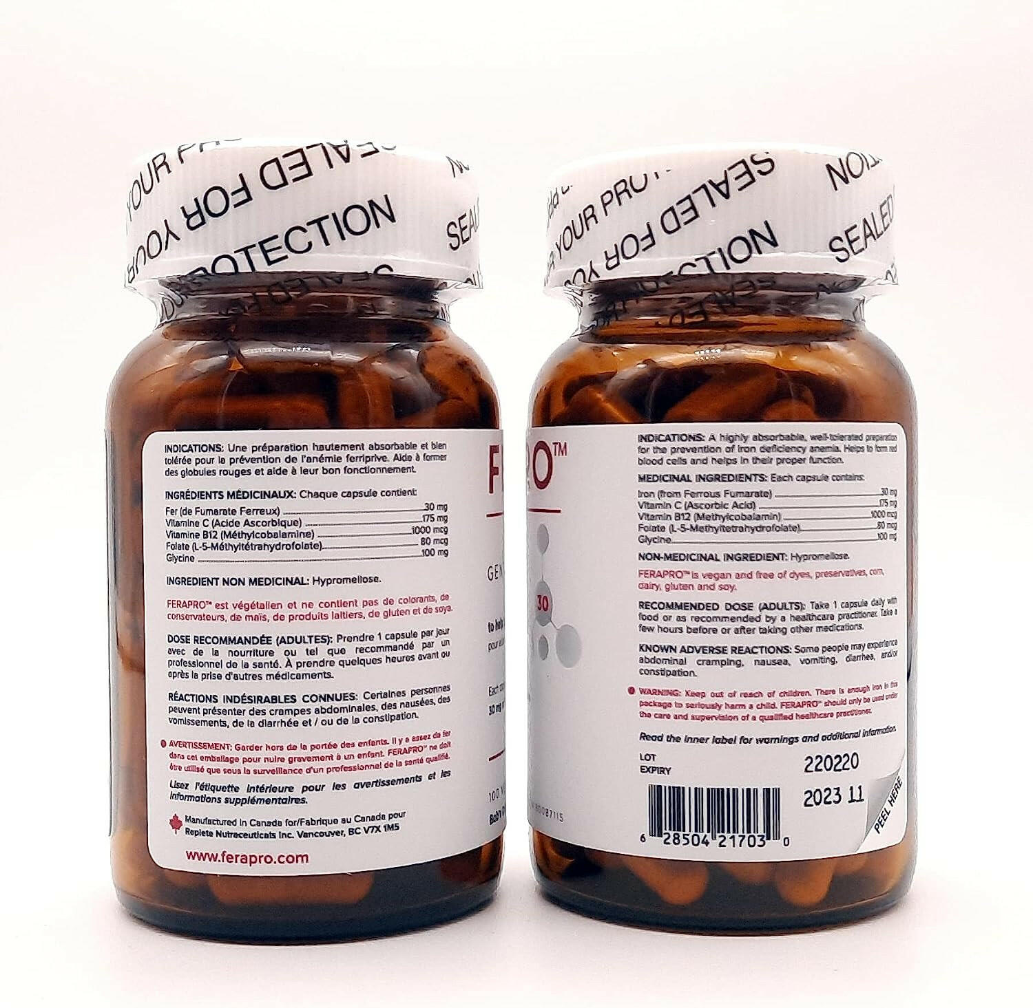 FERAPRO™ (30mg, 75mg, and 150mg) | Bob's Iron Formula | 100 Veggie Capsules - Coal Harbour Pharmacy