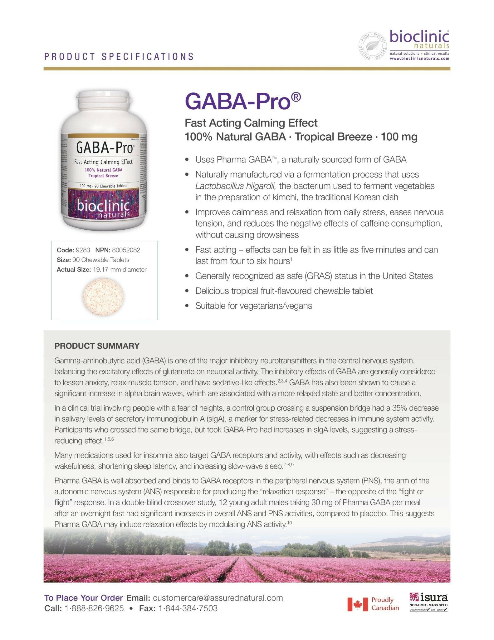 GABA-Pro® | Bioclinic Naturals | 90 Vegetarian Capsules or Chewable Tablets - Coal Harbour Pharmacy