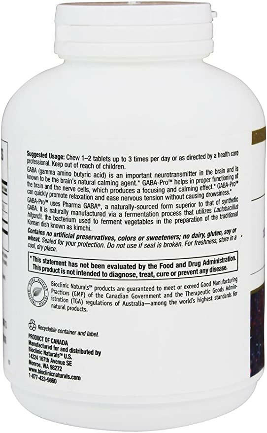 GABA-Pro® | Bioclinic Naturals | 90 Vegetarian Capsules or Chewable Tablets - Coal Harbour Pharmacy