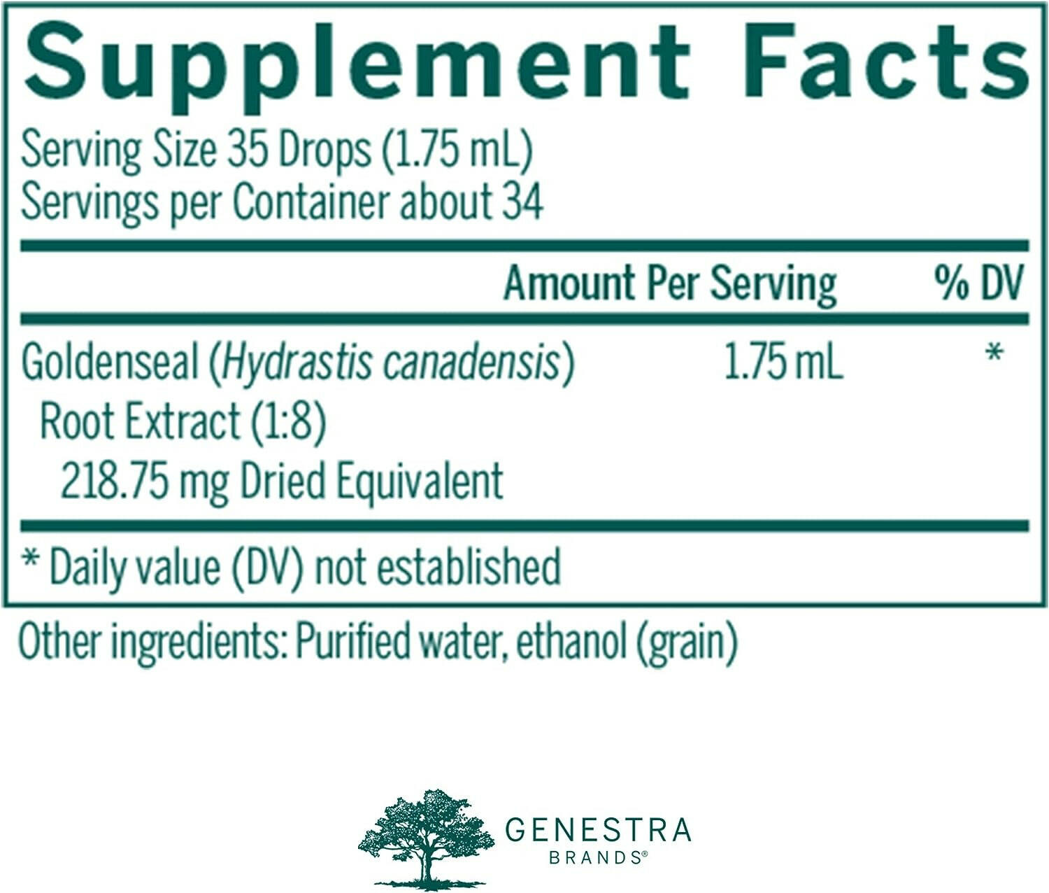 Goldenseal Tincture | Genestra Brands® | 60 mL - Coal Harbour Pharmacy