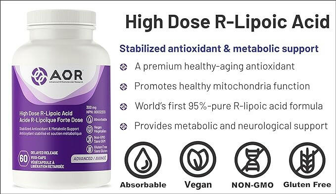 High Dose R-Lipoic Acid | AOR™ | 60 Capsules - Coal Harbour Pharmacy