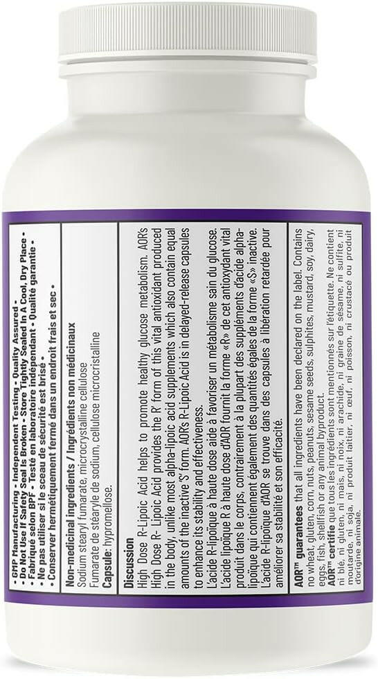 High Dose R-Lipoic Acid | AOR™ | 60 Capsules - Coal Harbour Pharmacy