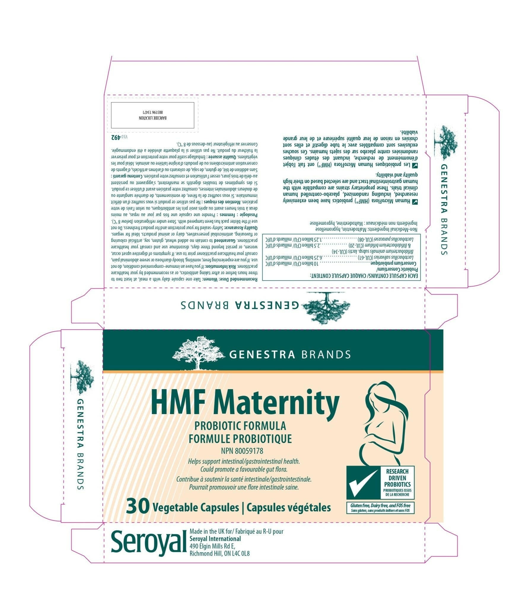 HMF Maternity | Genestra Brands® | 30 Vegetable Capsules - Coal Harbour Pharmacy