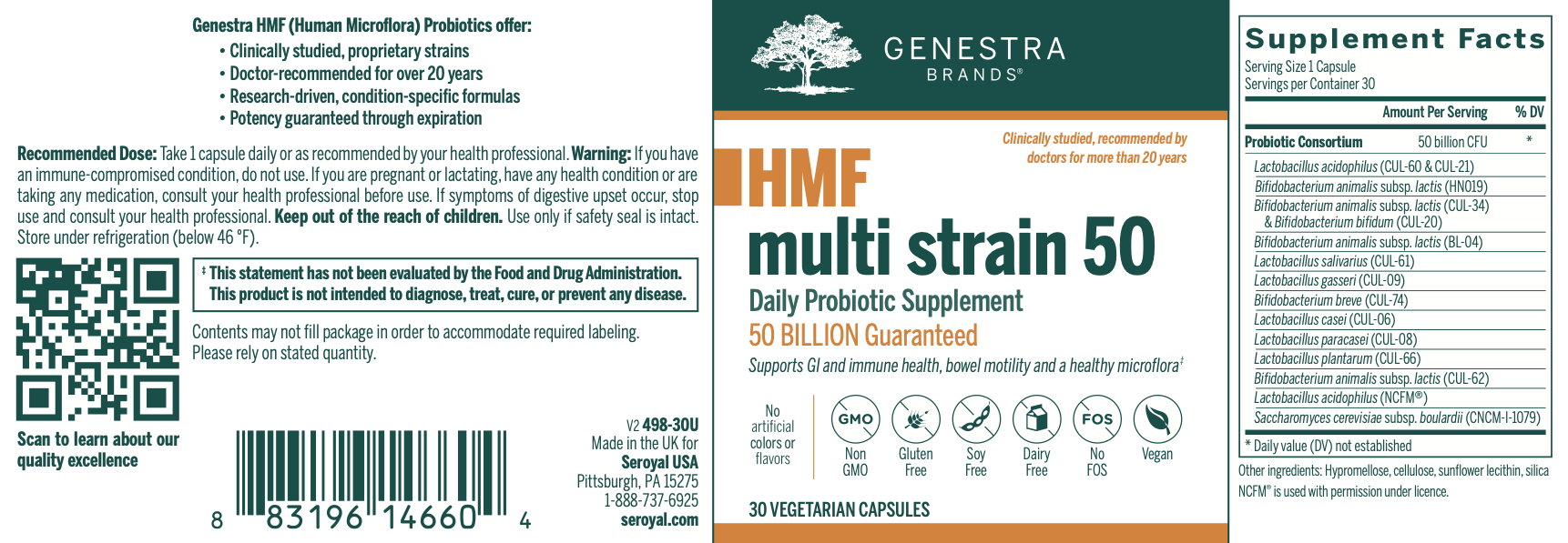 HMF Multi Strain 50 | Genestra Brands® | 30 Capsules - Coal Harbour Pharmacy
