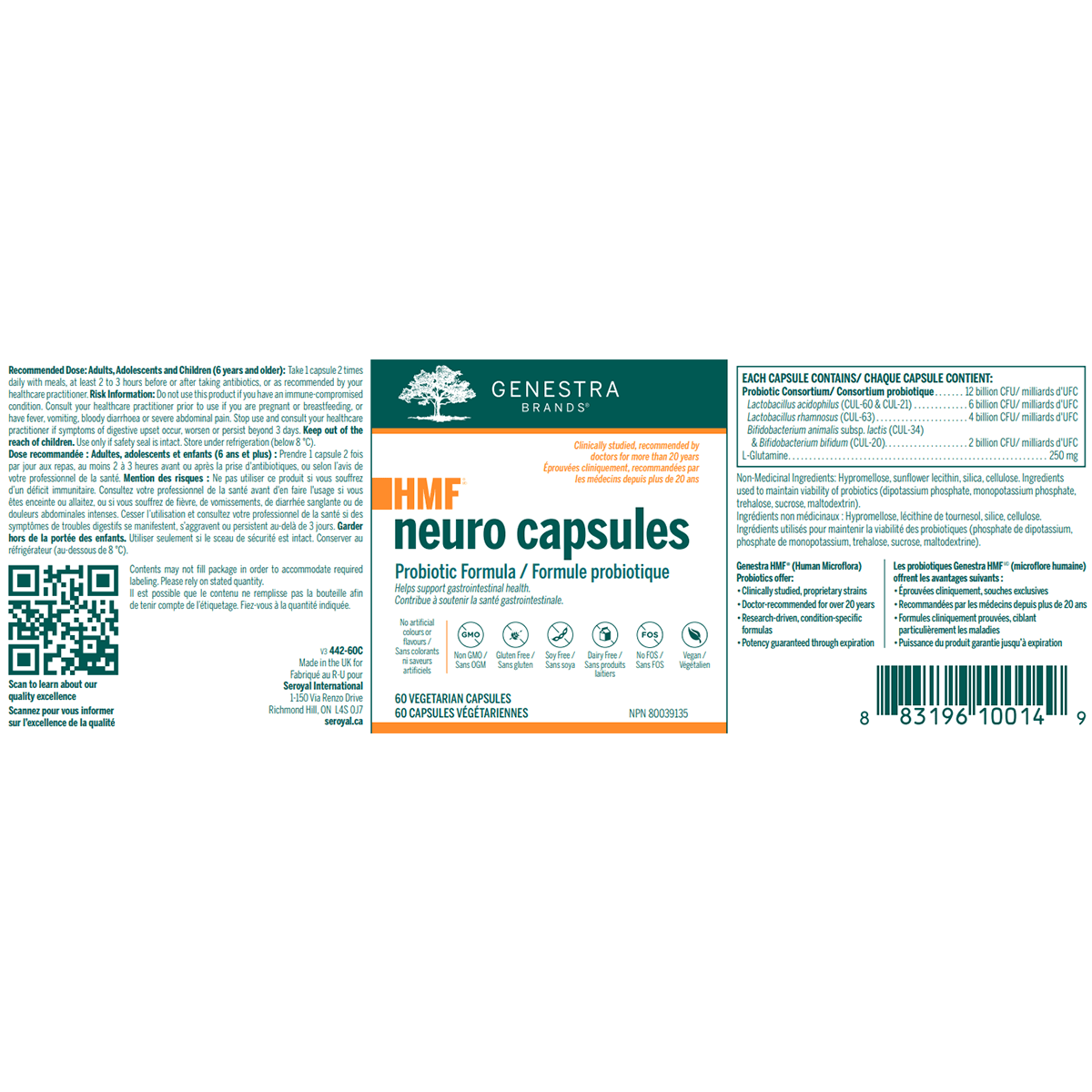 HMF Neuro | Genestra Brands® | 60 Vegetarian Capsules - Coal Harbour Pharmacy