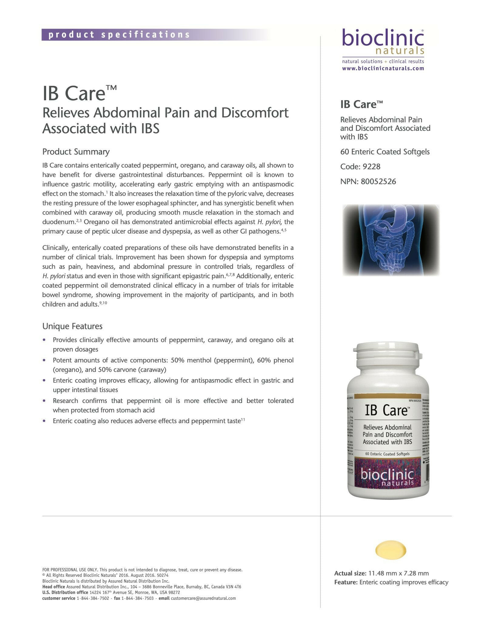 IB Care™ | Bioclinic® Naturals | 60 Enteric Coated Softgels