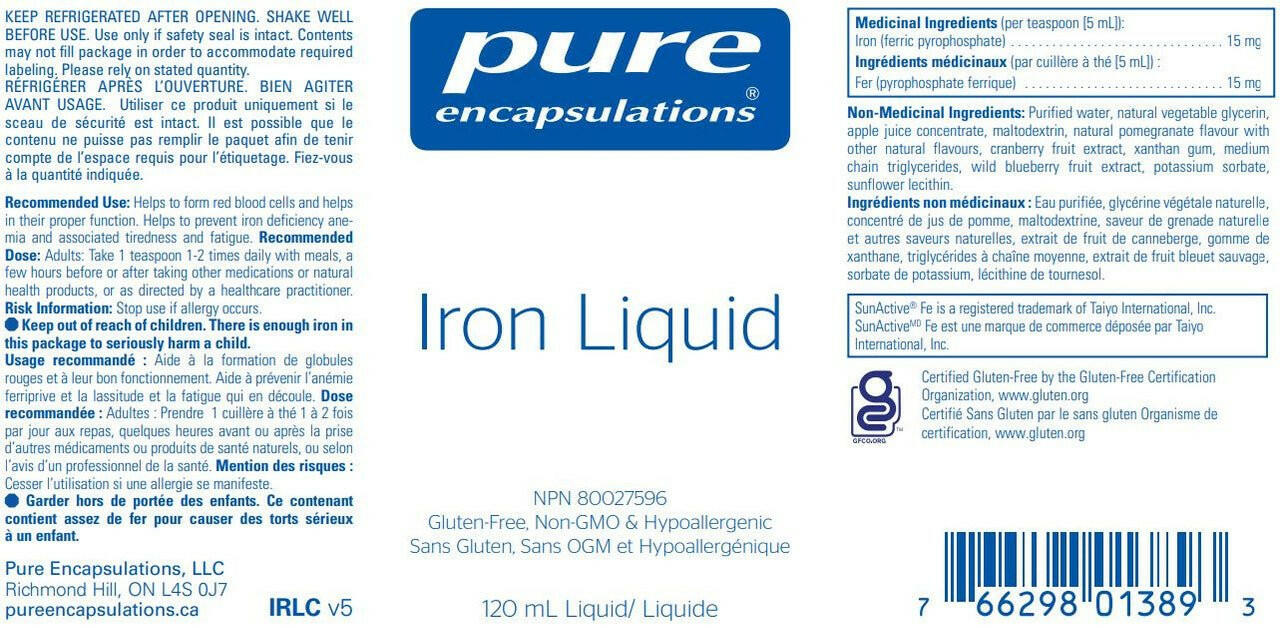 Iron liquid | Pure Encapsulations® | 120 mL - Coal Harbour Pharmacy