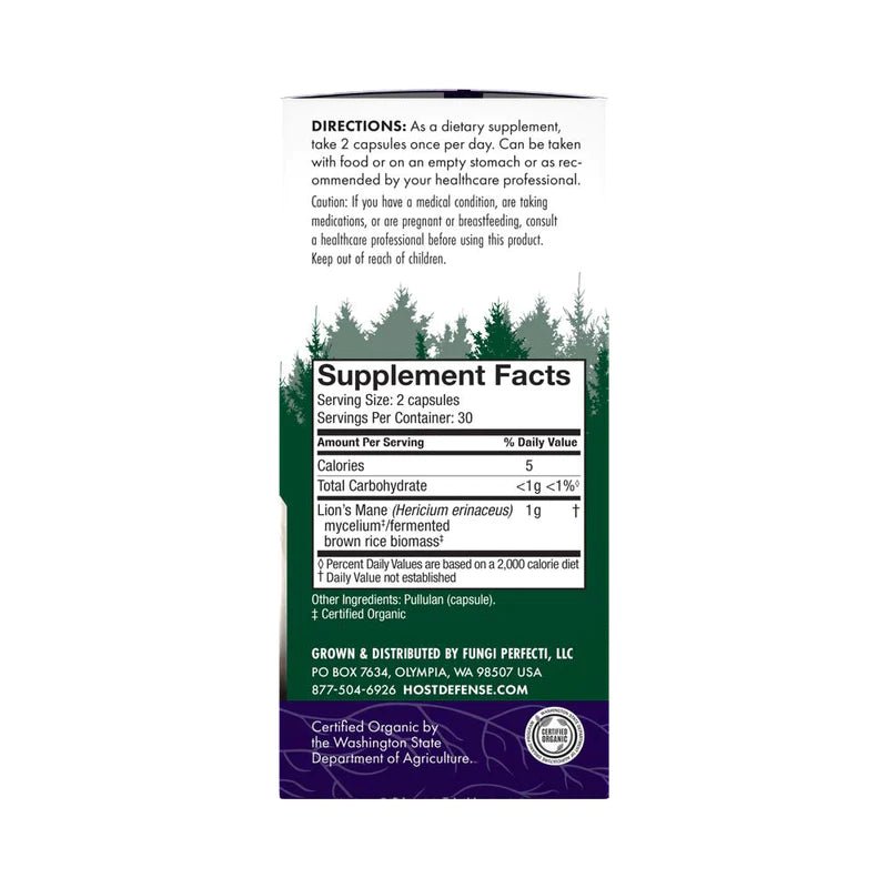 Lion's Mane Capsules | Host Defense® Mushrooms™ | 60 Vegetarian Capsules - Coal Harbour Pharmacy