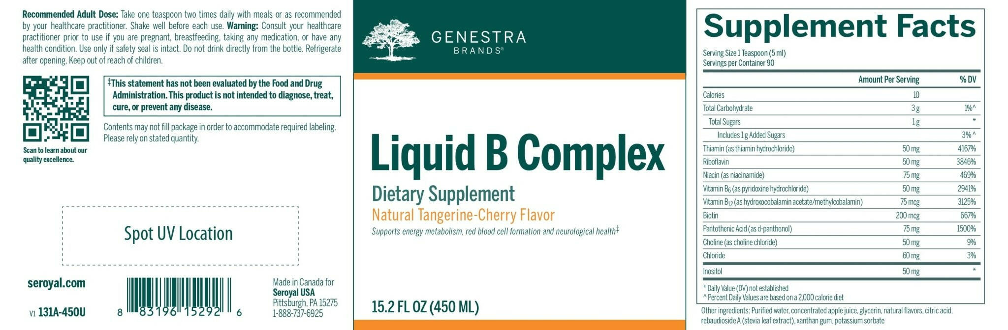 Liquid B Complex | Genestra Brands® | 450 mL (15.2 fl oz)