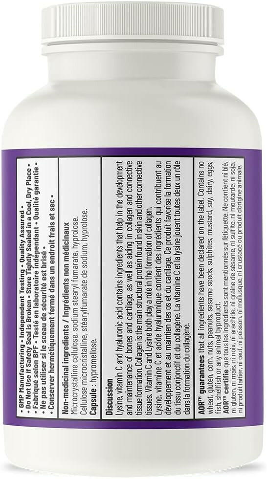 Lysine, Vitamin C, and Hyaluronic Acid | AOR™ | 60 Capsules