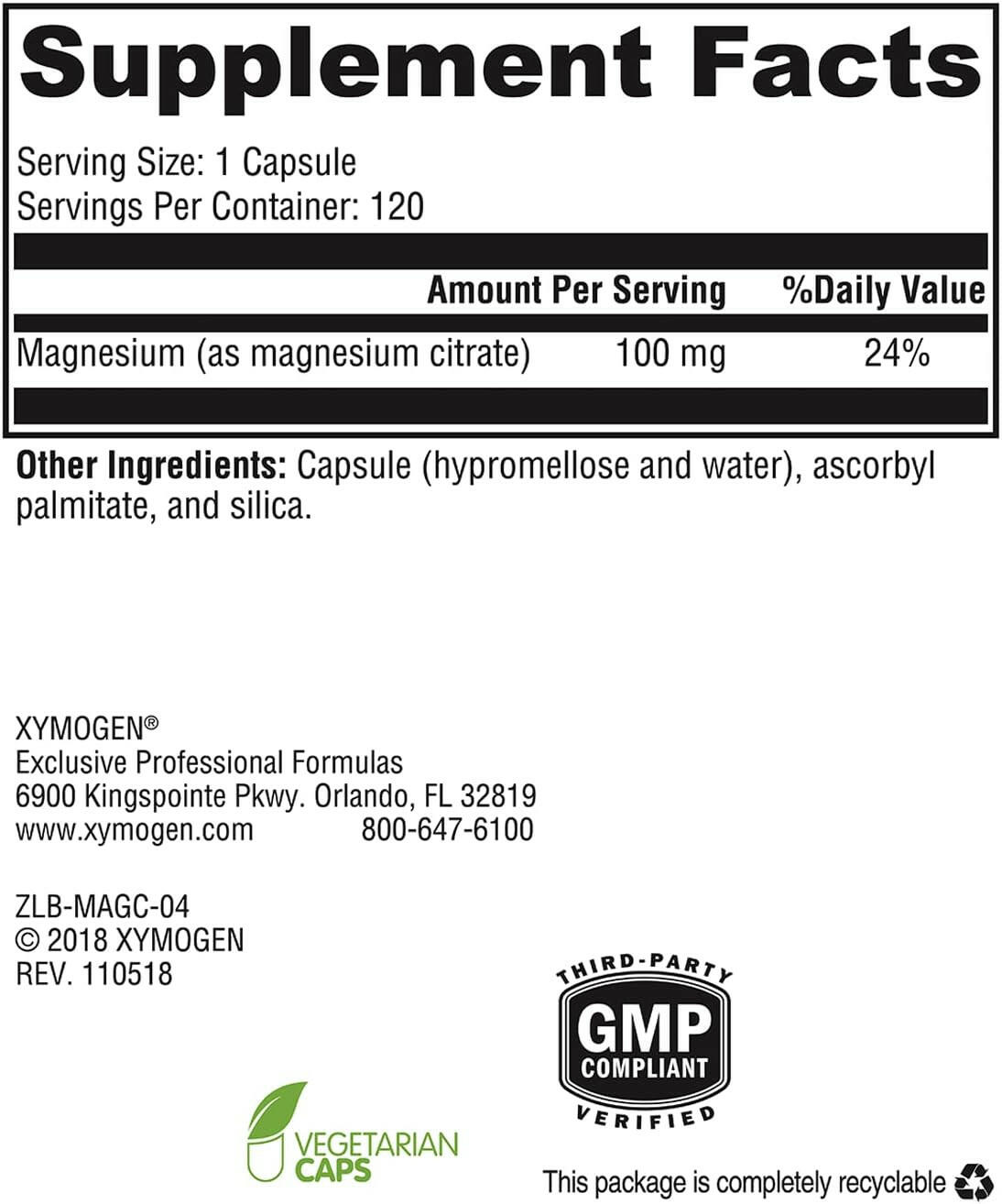 Magnesium Citrate | Xymogen® | 120 Capsules - Coal Harbour Pharmacy