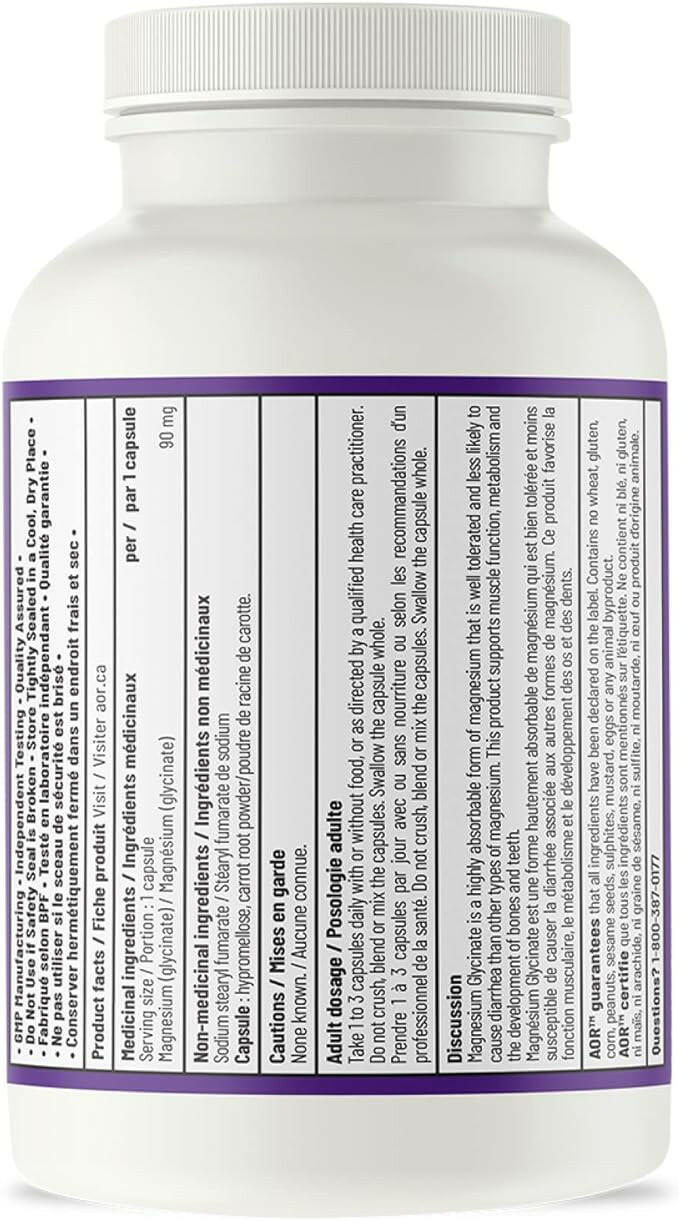 Magnesium Glycinate | AOR™ | 90 OR 180 Capsules