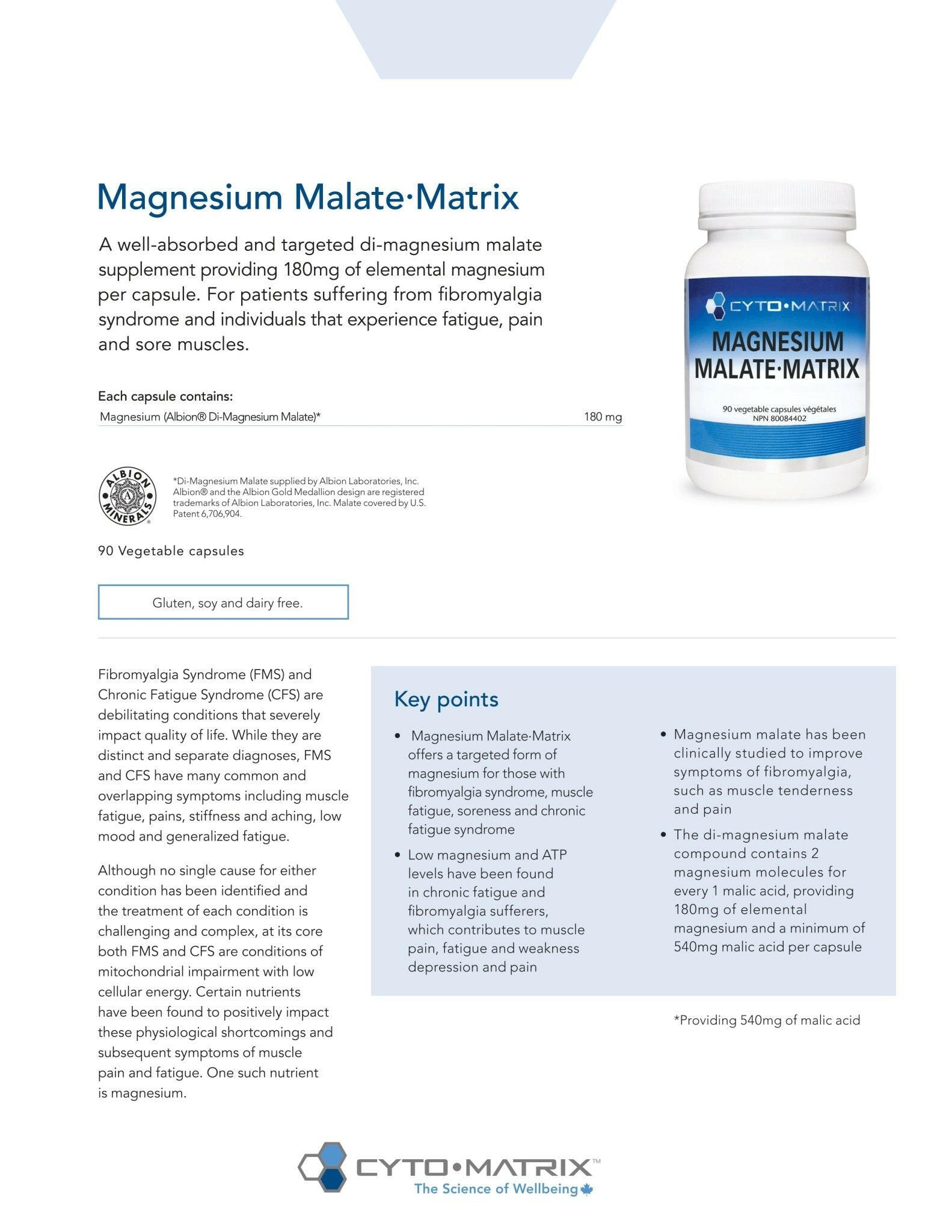 Magnesium Malate-Matrix | Cytomatrix® | 90 Vegetable Capsules