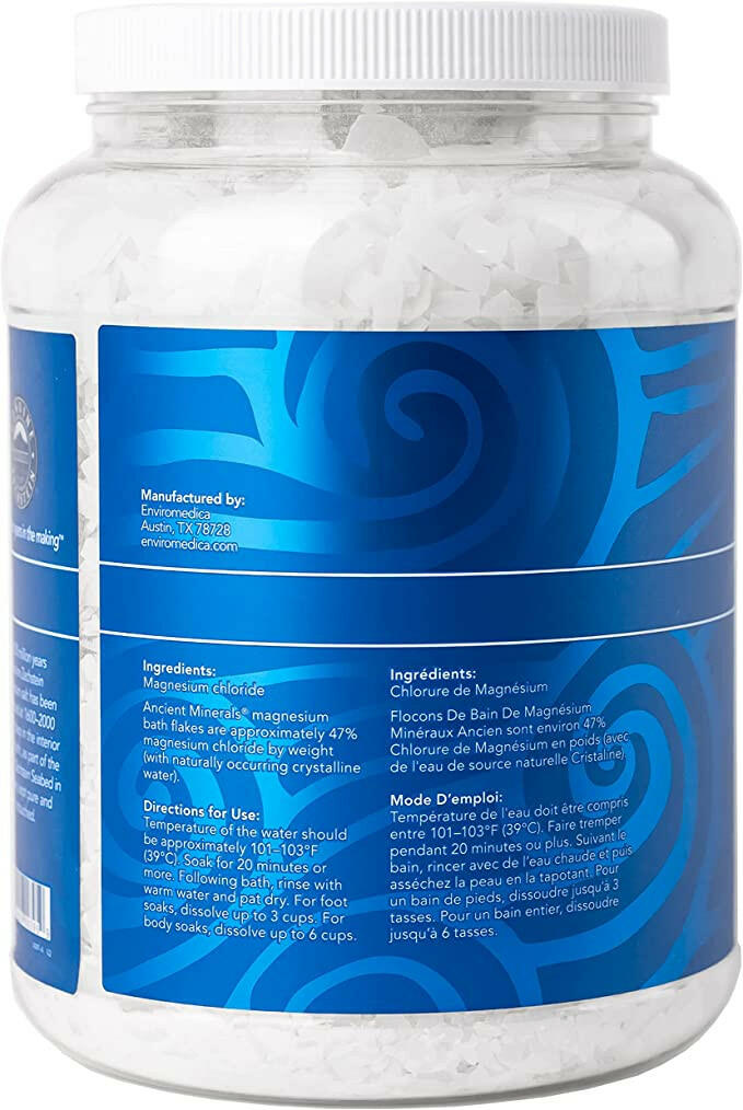 Magnesium Salt Bath Flakes | Ancient Minerals® | 4.4lb  (2kg) & 1.65lb (750g)