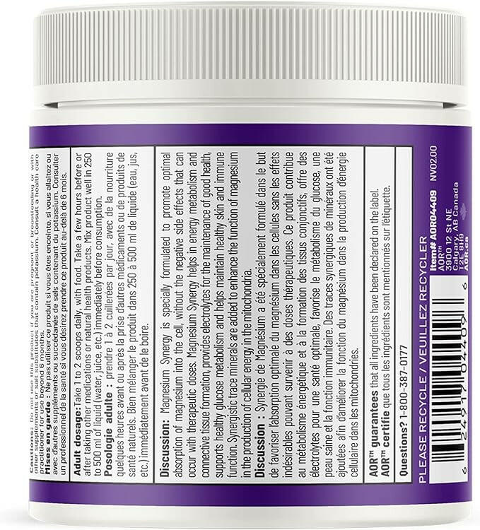 Magnesium Synergy Powder| AOR™ | 209gr (30 Servings) - Coal Harbour Pharmacy