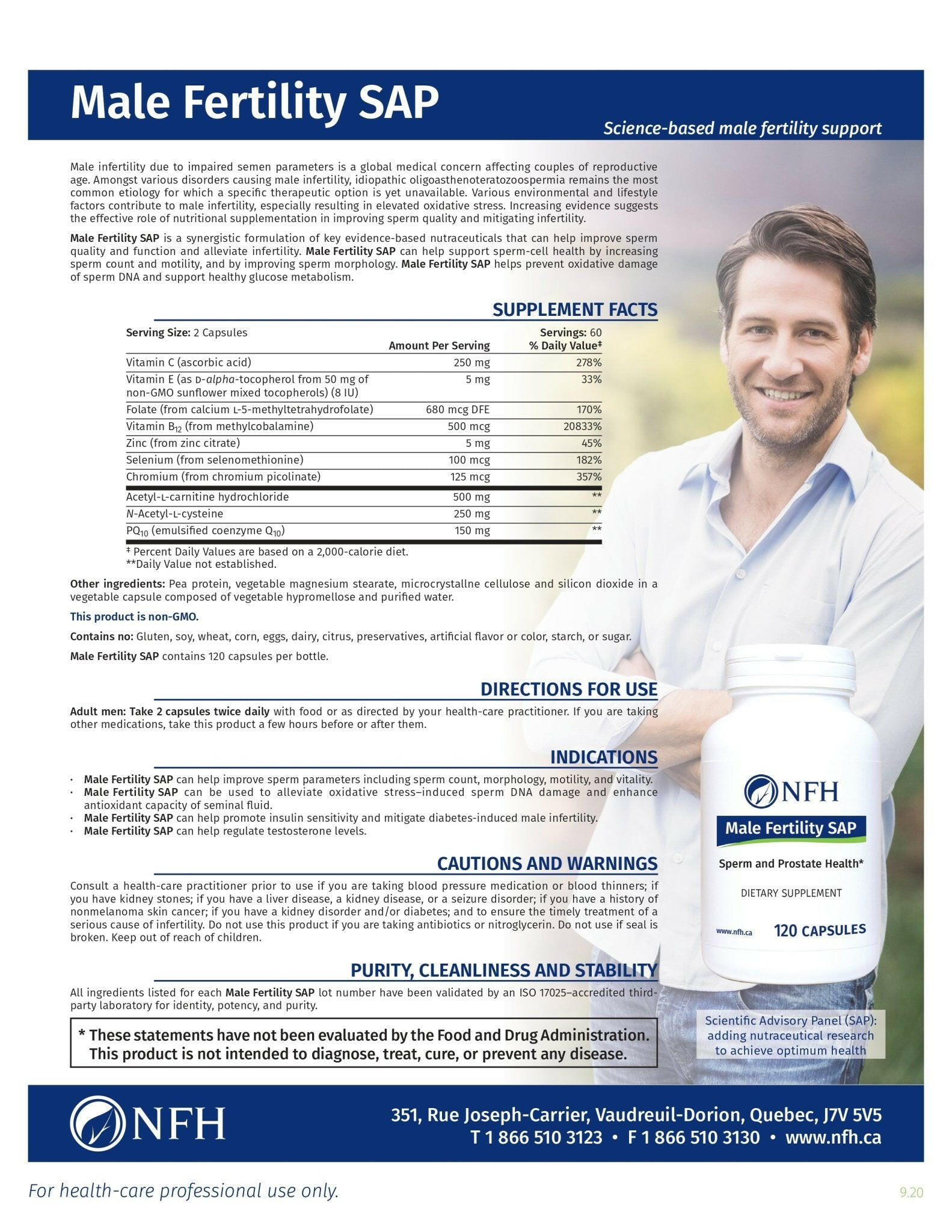 Male Fertility SAP | NFH | 120 Capsules - Coal Harbour Pharmacy