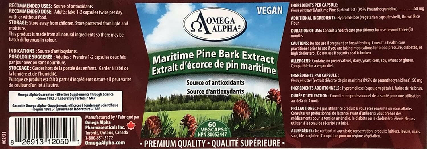 Maritime Pine Bark Extract | Omega Alpha® | 60 Vegetable Capsules - Coal Harbour Pharmacy