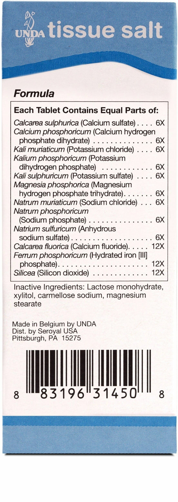 Mélange Combination | UNDA Tissue Salt | 100 Tablets - Coal Harbour Pharmacy