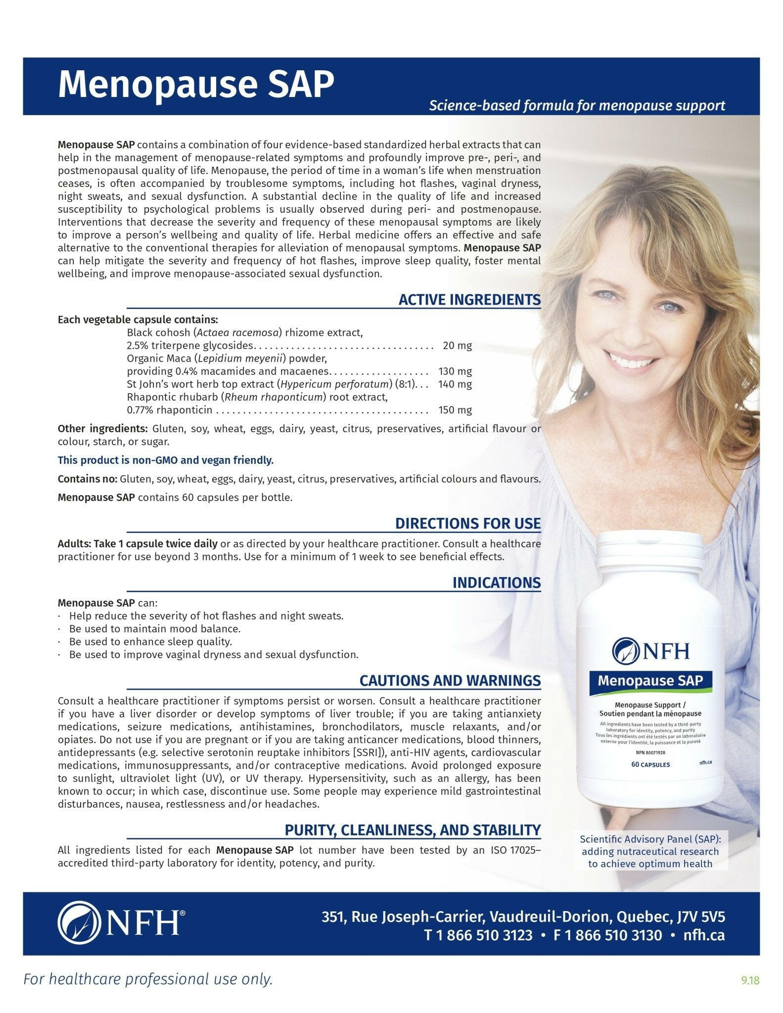 Menopause SAP | NFH | 60 Capsules - Coal Harbour Pharmacy