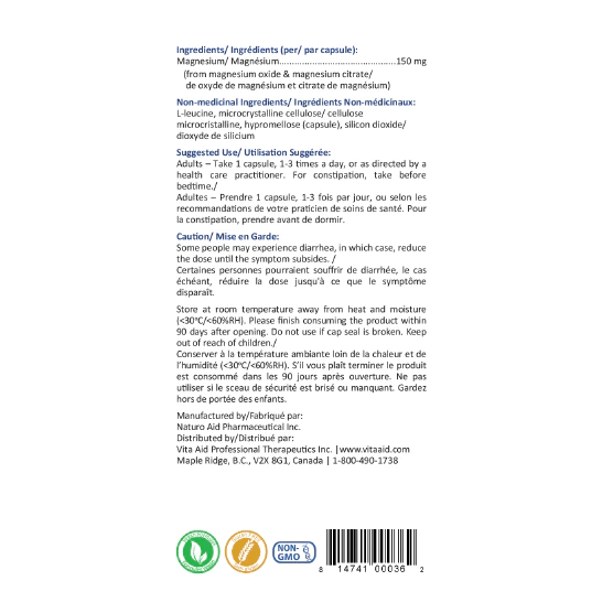 Mg-Lax | Vita Aid® | 84 Vegetarian Capsules