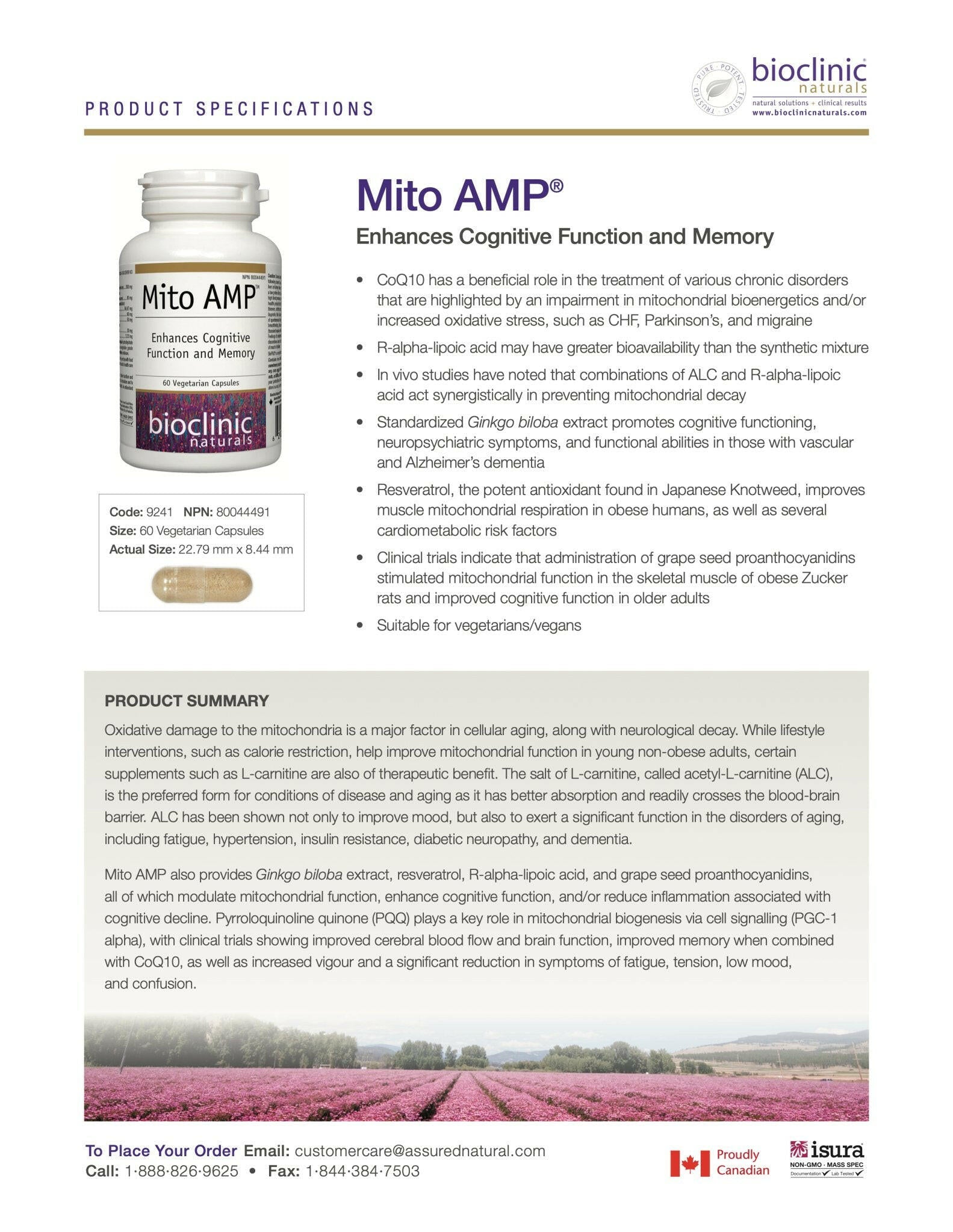 Mito AMP™ | Bioclinic® Naturals| 60 Vegetarian Capsules - Coal Harbour Pharmacy