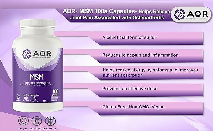 MSM 1000mg | AOR™ | 100 Capsules