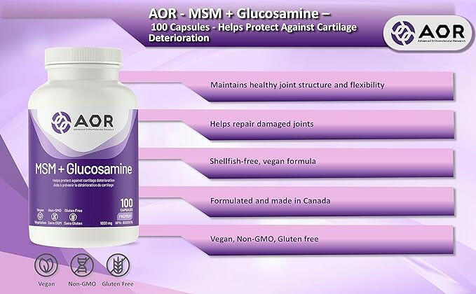 MSM + Glucosamine | AOR | 100 Capsules - Coal Harbour Pharmacy