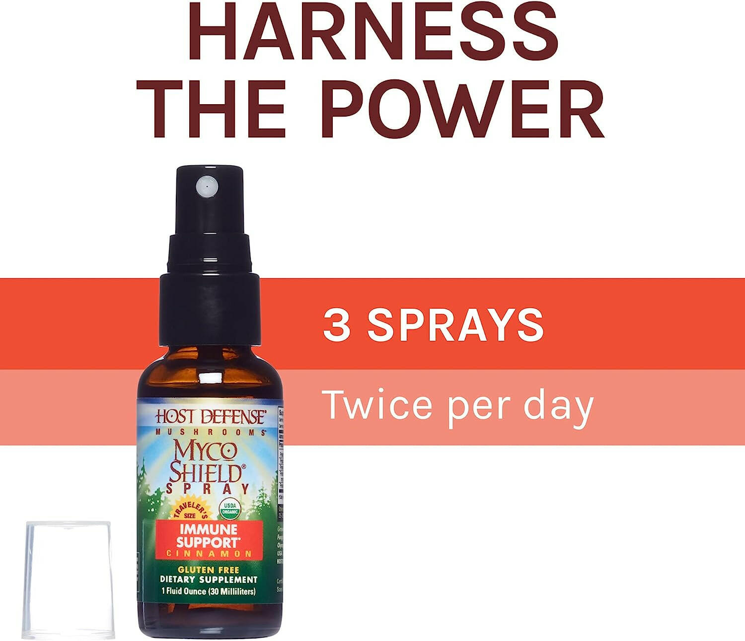 MycoShield® Cinnamon Spray | Host Defense® Mushrooms™ | 30 mL (1 fl oz)