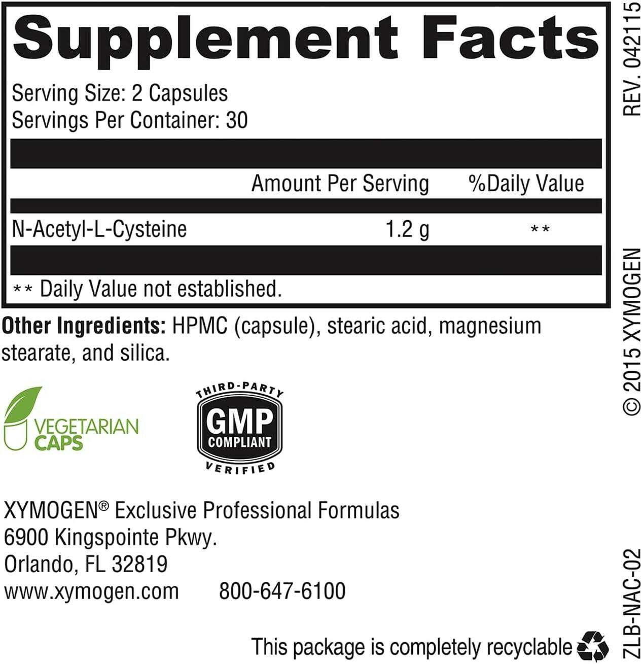 NAC | Xymogen® | 60 Capsules - Coal Harbour Pharmacy