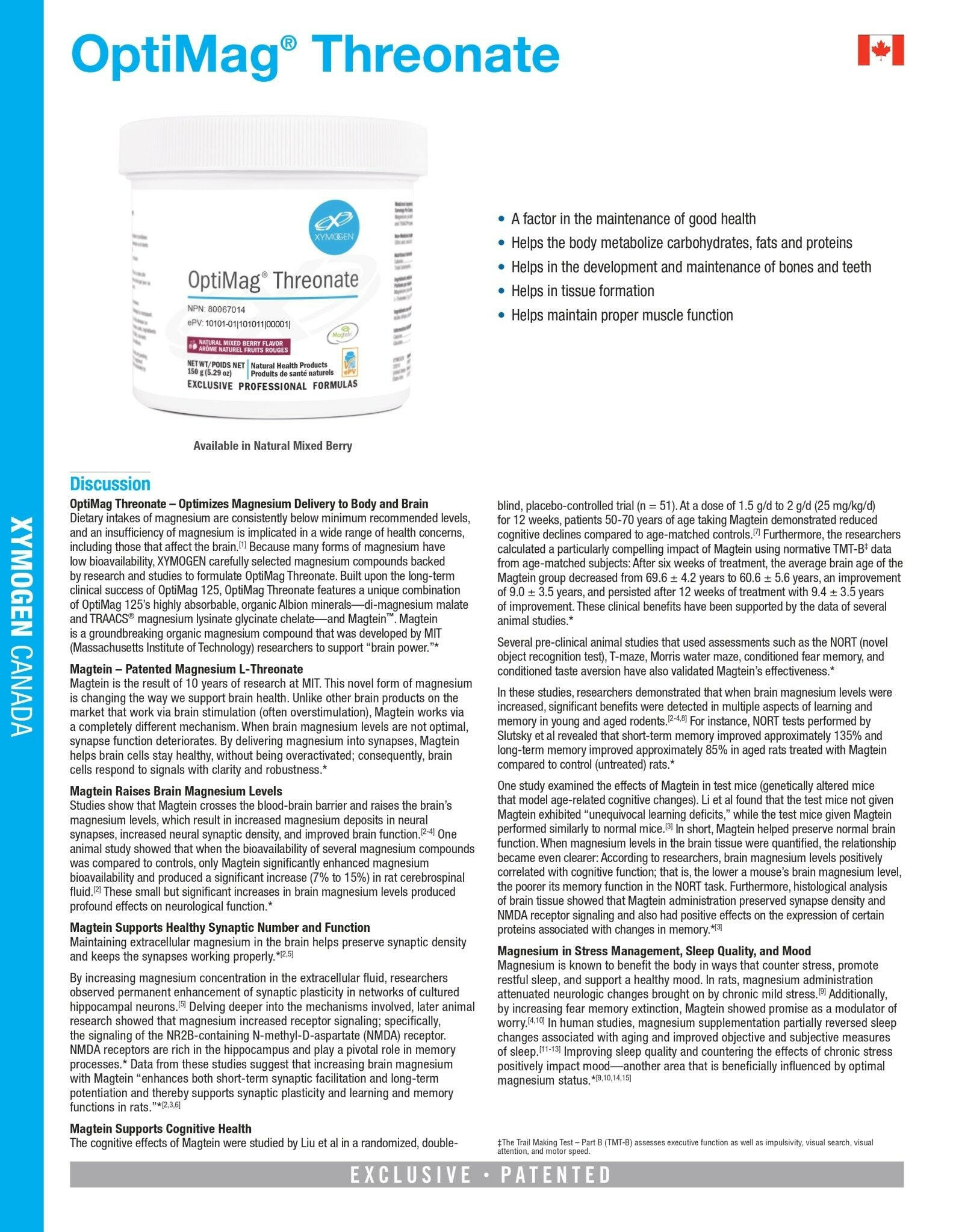 OptiMag Threonate | Xymogen® | 150 Grams - Coal Harbour Pharmacy