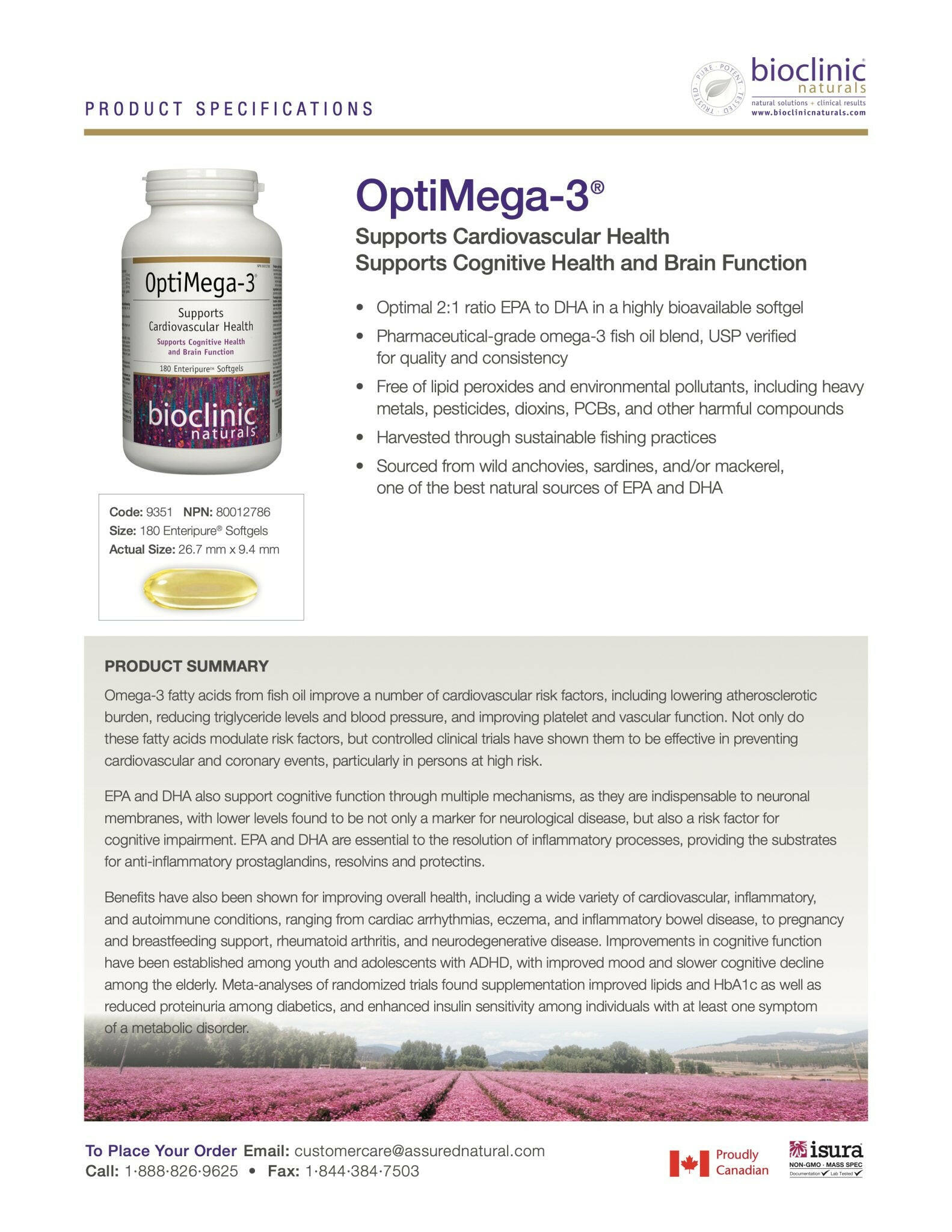 OptiMega-3® | Bioclinic® Naturals | 180 Softgels - Coal Harbour Pharmacy