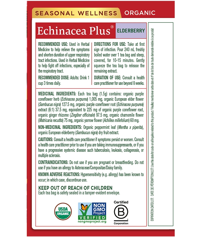 Organic Echinacea Plus® Elderberry Tea | Traditional Medicinals® | 16 Tea Bags