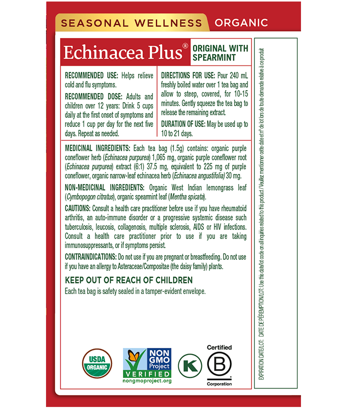 Organic Echinacea Plus® Tea | Traditional Medicinals® | 16 Tea Bags