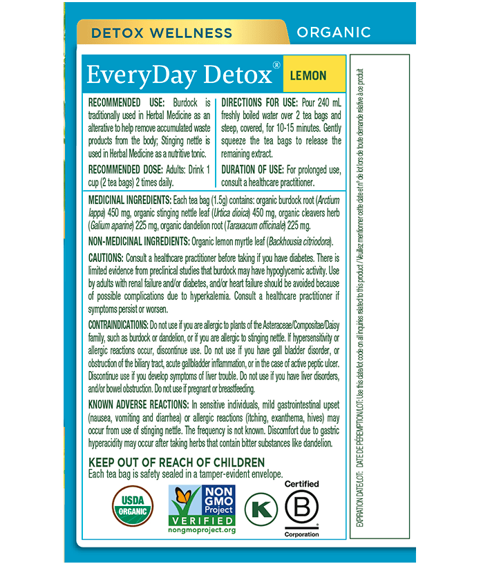 Organic EveryDay Detox® Lemon Tea | Traditional Medicinals® | 16 Tea Bags