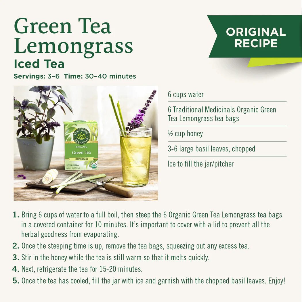 Organic Green Tea Lemongrass | Traditional Medicinals® | 16 Tea Bags