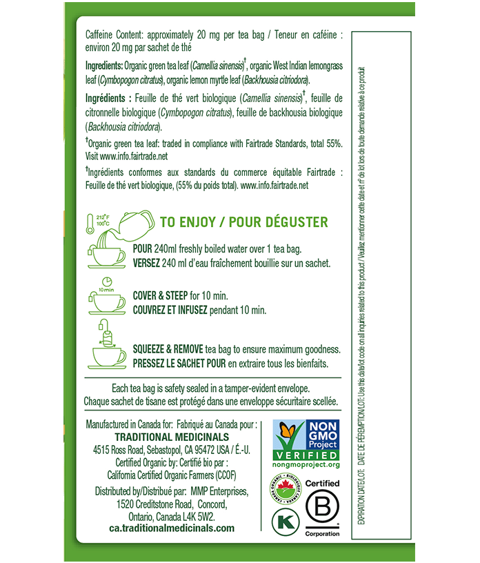 Organic Green Tea Lemongrass | Traditional Medicinals® | 16 Tea Bags