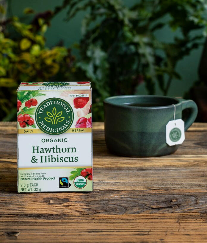 Organic Hawthorn & Hibiscus Tea | Traditional Medicinals® | 16 Tea Bags