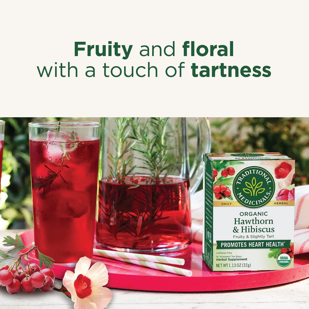 Organic Hawthorn & Hibiscus Tea | Traditional Medicinals® | 16 Tea Bags