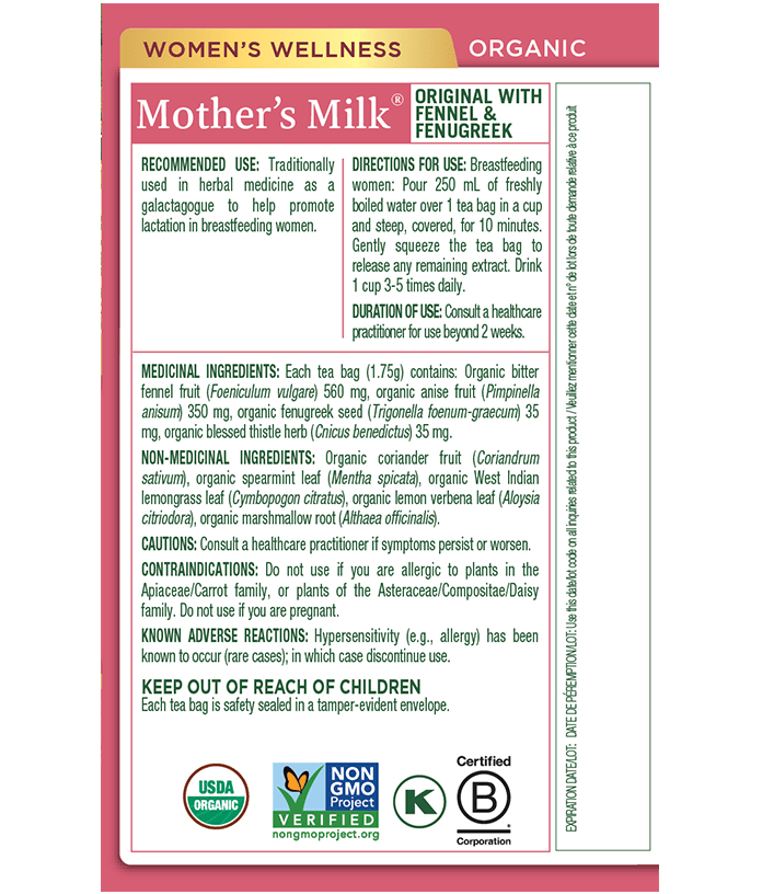 Organic Mother’s Milk® Tea | Traditional Medicinals® | 16 Tea Bags - Coal Harbour Pharmacy