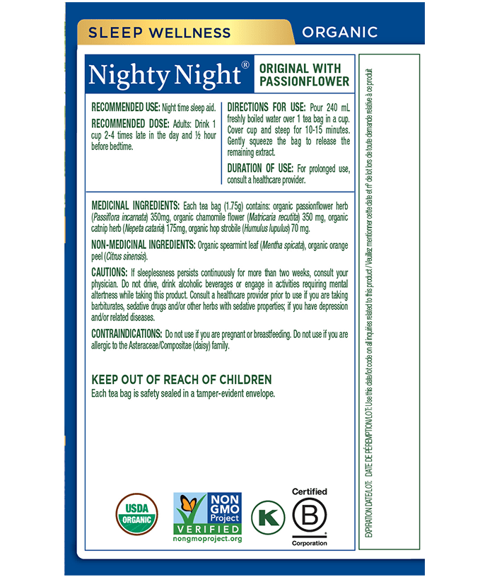 Organic Nighty Night® Tea | Traditional Medicinals® | 16 Tea Bags - Coal Harbour Pharmacy