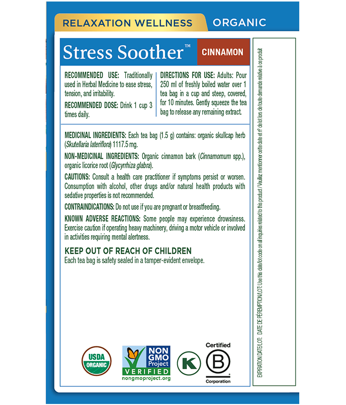 Organic Stress Soother™ Cinnamon Tea | Traditional Medicinals® | 16 Tea Bags - Coal Harbour Pharmacy