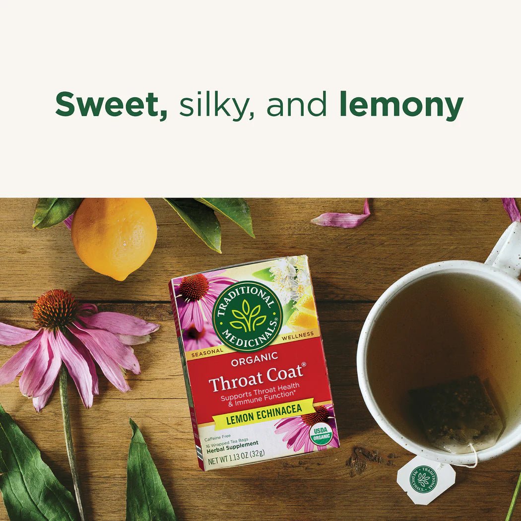 Organic Throat Coat® Lemon Echinacea Tea | Traditional Medicinals® | 16 Tea Bags - Coal Harbour Pharmacy