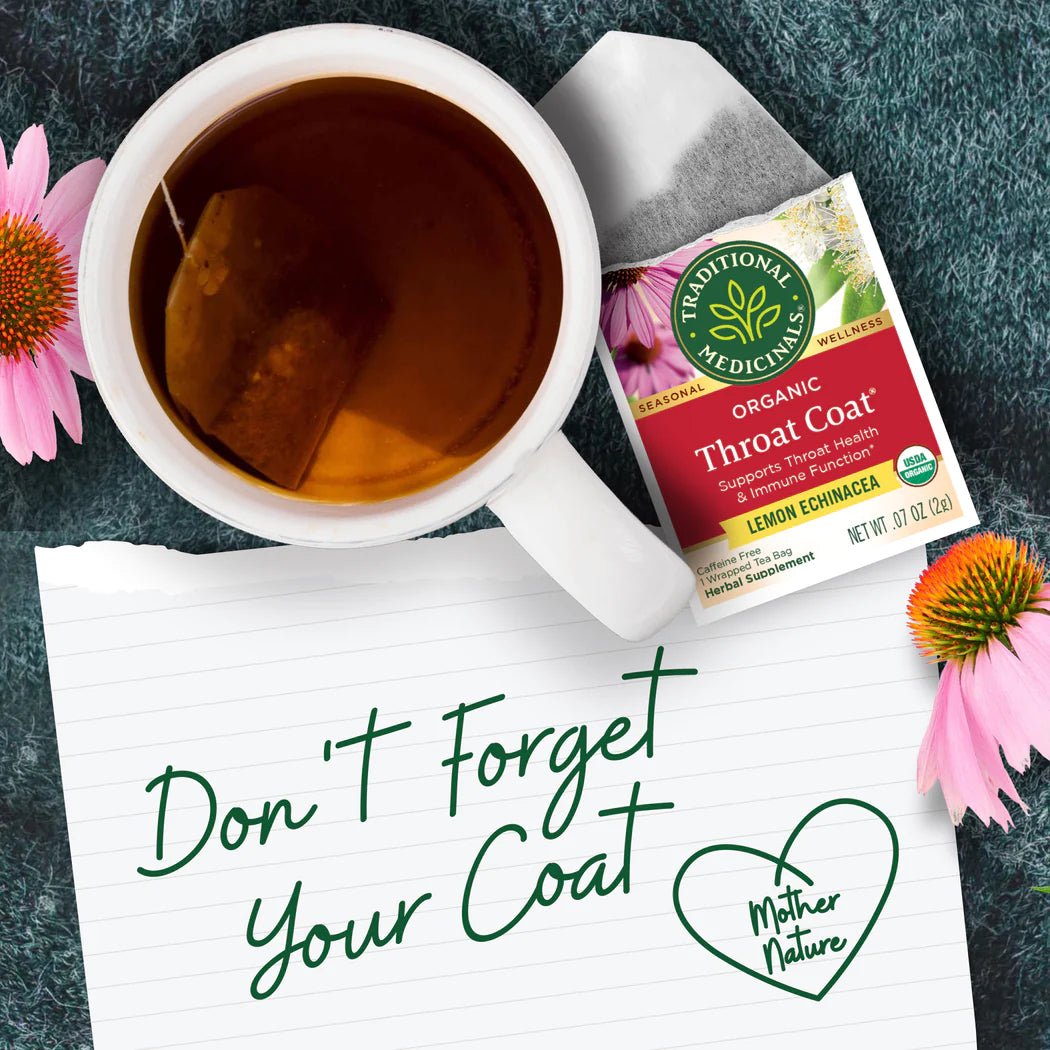 Organic Throat Coat® Lemon Echinacea Tea | Traditional Medicinals® | 16 Tea Bags - Coal Harbour Pharmacy