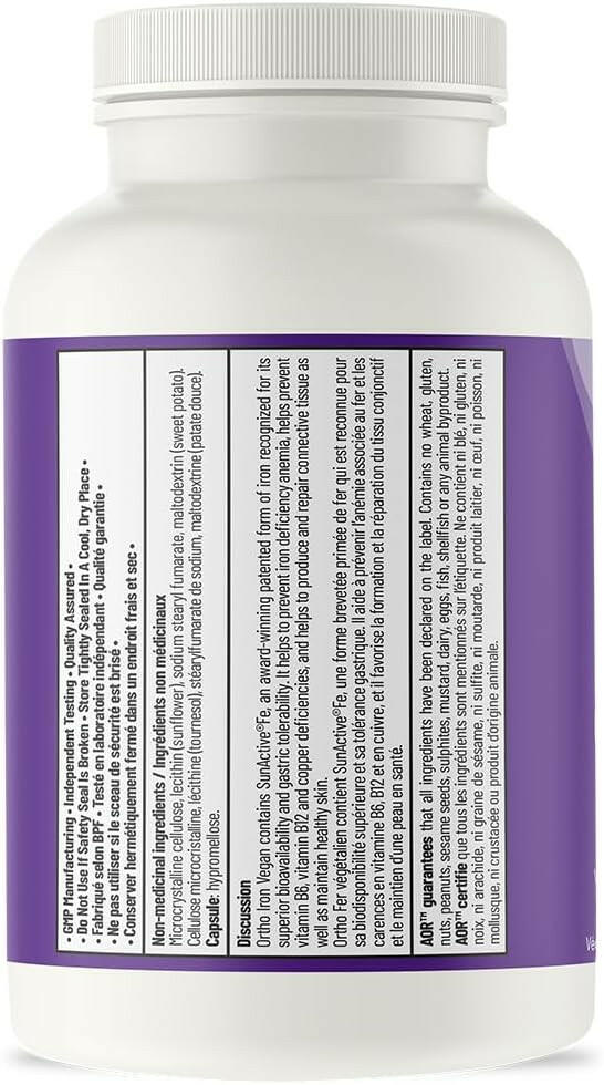 Ortho Iron Vegan | AOR™ | 60 Capsules - Coal Harbour Pharmacy