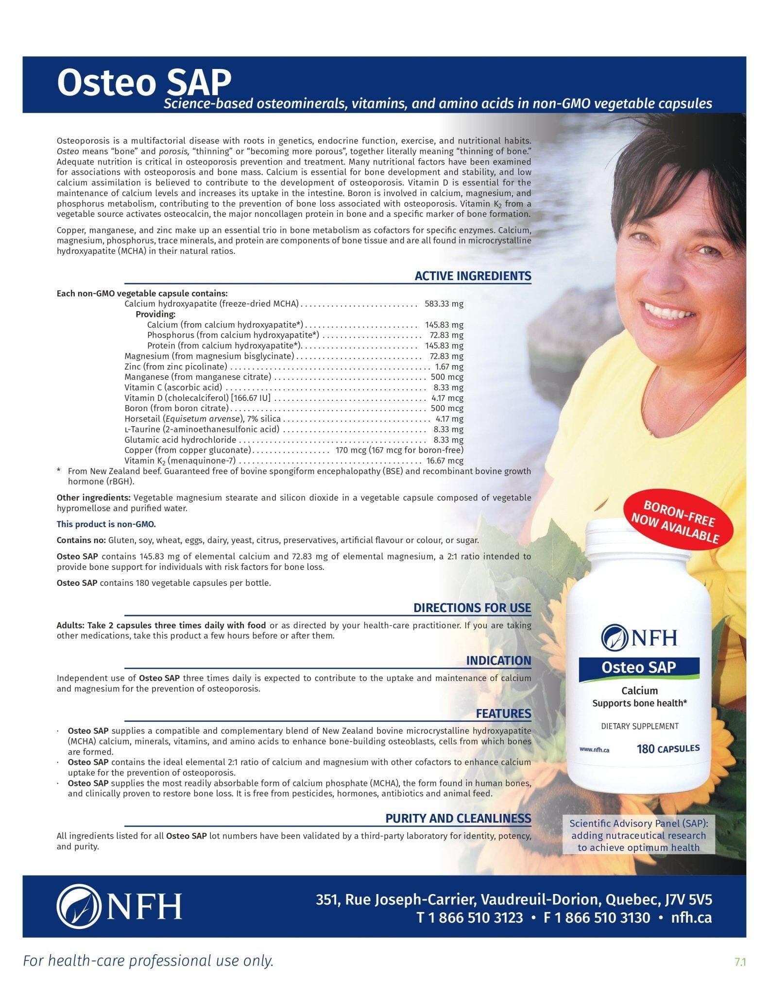 Osteo SAP | NFH | 180 Capsules - Coal Harbour Pharmacy