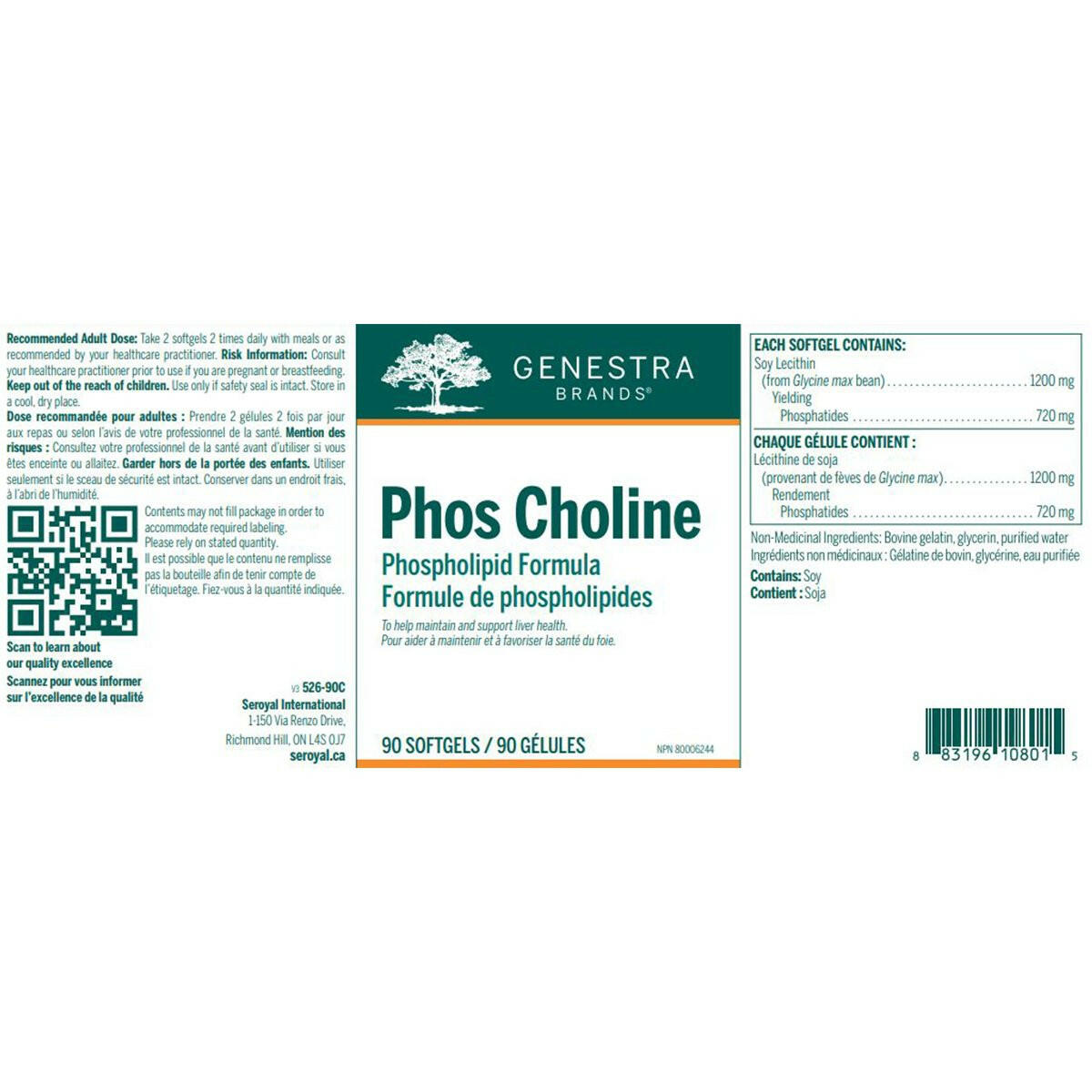 Phos Choline | Genestra Brands® | 90 Softgel Capsules - Coal Harbour Pharmacy