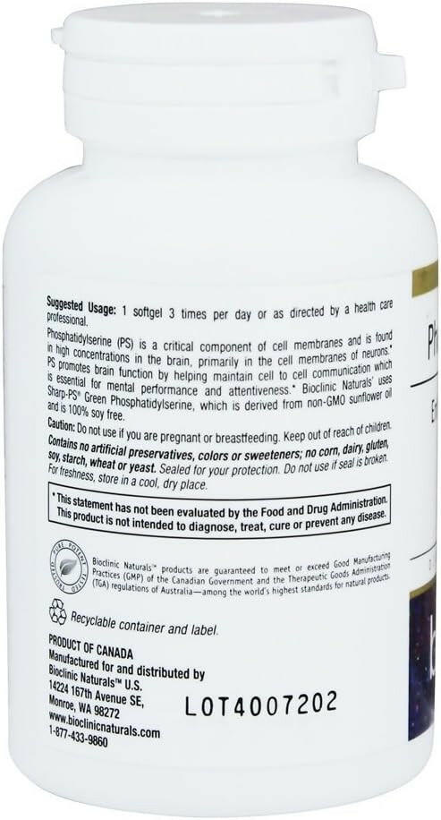 Phosphatidylserine 100mg | Bioclinic® Naturals | 60 Softgels - Coal Harbour Pharmacy
