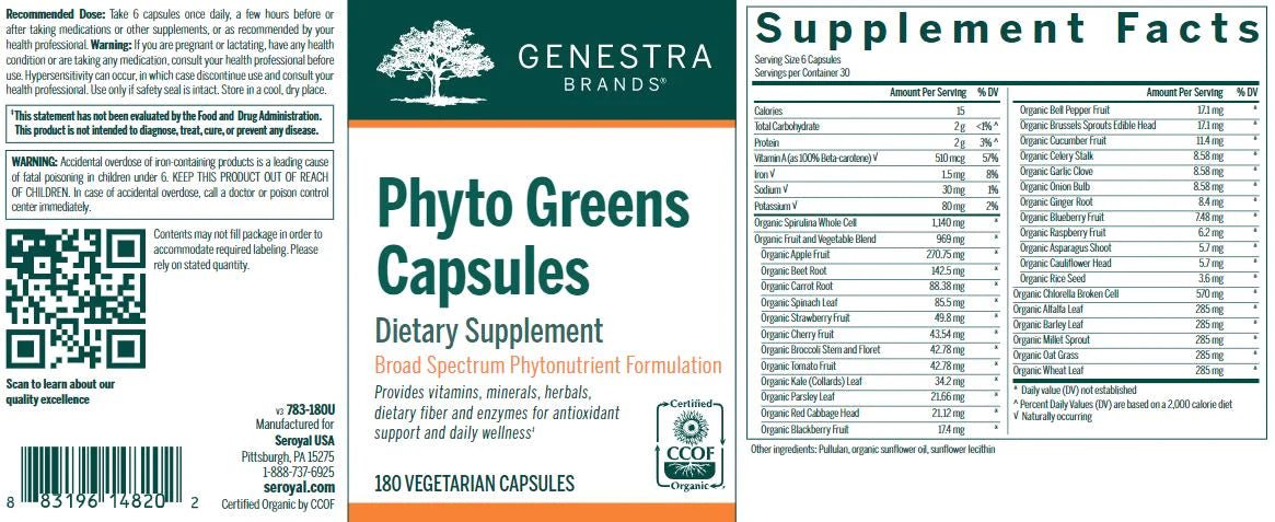 Phyto Greens | Genestra Brands® | 180 Capsules - Coal Harbour Pharmacy